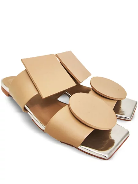 Sandały Gloria Coelho bez obcasa z kwadratowym noskiem brązowe