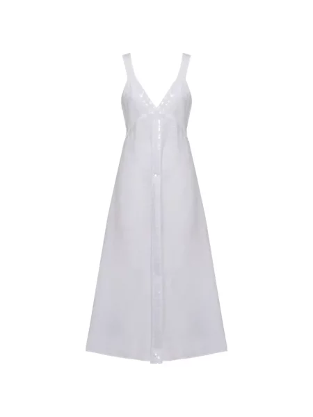 Rochie midi 120% Lino cu paiete fără mâneci alb
