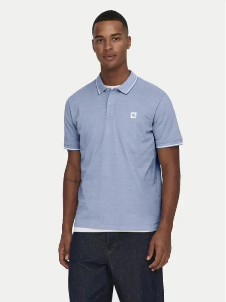 Only & Sons Tricou polo Fletcher celest albastru