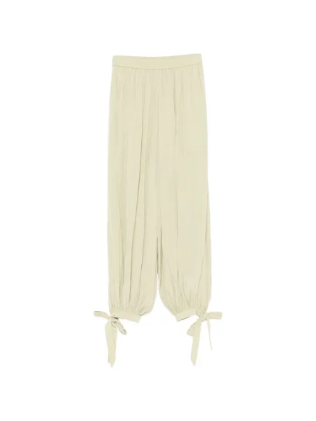 Pantaloni Chloé din satin cu legături verde