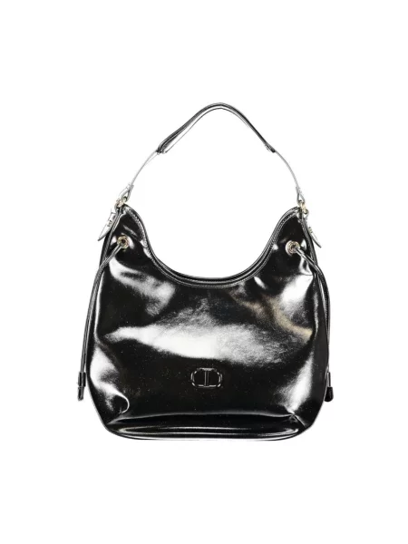 Lniana torebka hobo Twinset czarna