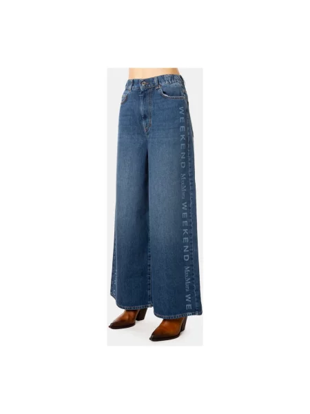 Szerokie jeansy Weekend Max Mara niebieskie