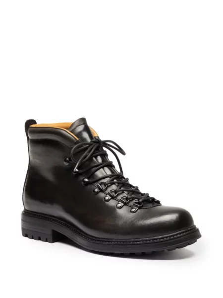 Botine Officine Creative cu șireturi din piele maro