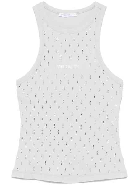 Haftowana podkoszulka Patrizia Pepe srebrna