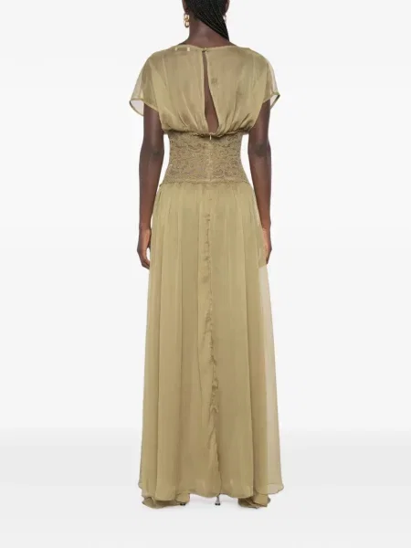 Rochie maxi Arcina Ori din dantelă verde