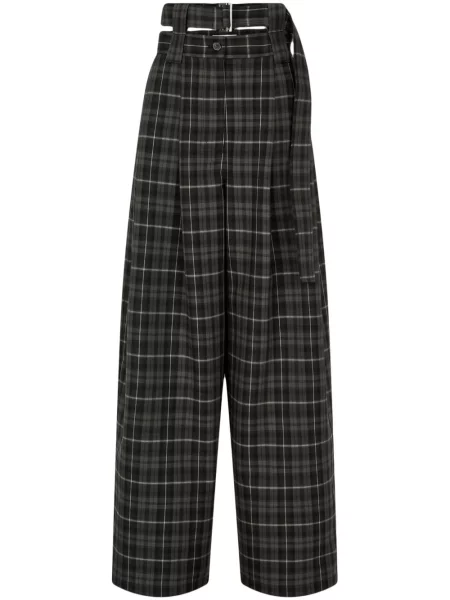 Cu centură pantaloni Studio Tomboy în carouri negru