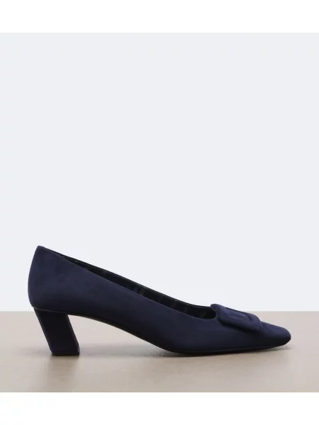 Pantofi cu toc Roger Vivier din piele de căprioară albastru