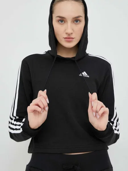 Adidas bluza Essentials z kapturem wzorzysta czarny