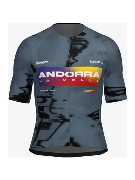 Koszulka rowerowa La Vuelta Andorra krótki rękaw Slim Cut S szara