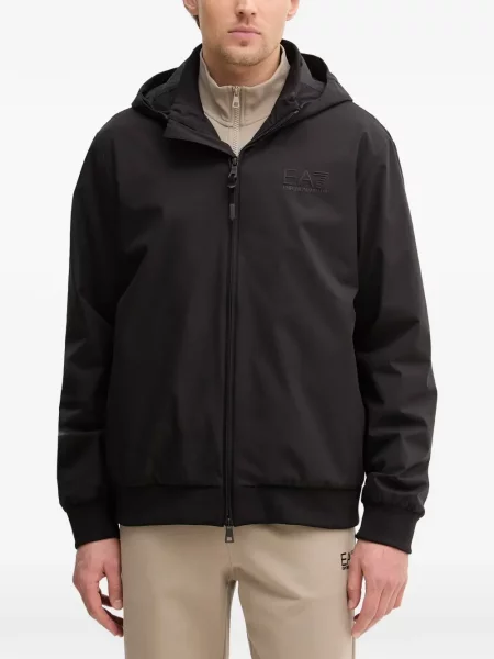 Geacă Ea7 Emporio Armani cu glugă cu imagine negru