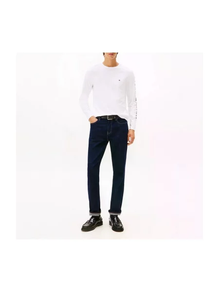 Tricou cu mânecă lungă Tommy Hilfiger cu mâneci lungi cu autograf alb