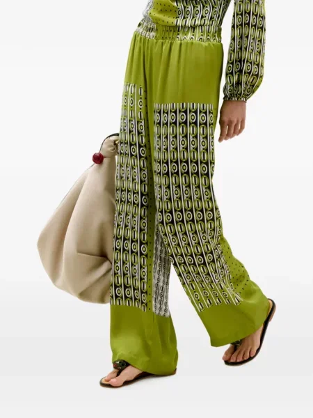Pantaloni Silvia Tcherassi cu imagine cu imprimeu abstract verde