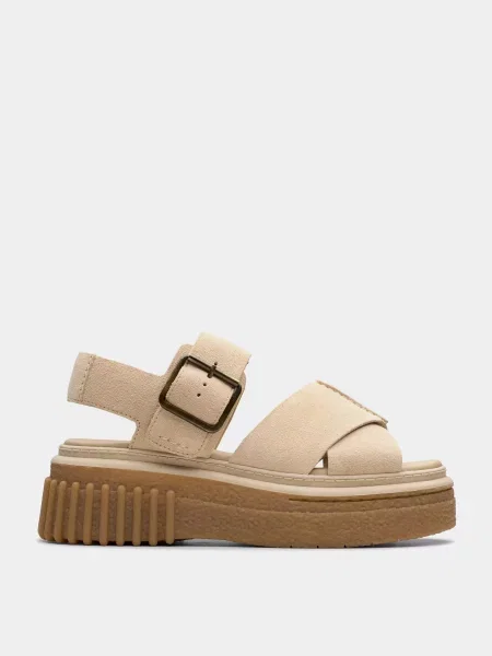 Шкіряні Босоніжки Clarks бежевий