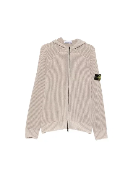 Bluza rozpinana Stone Island wełniana z kamieniami beżowa