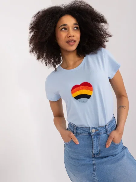 Bluză Fashionhunters cu broderie albastru