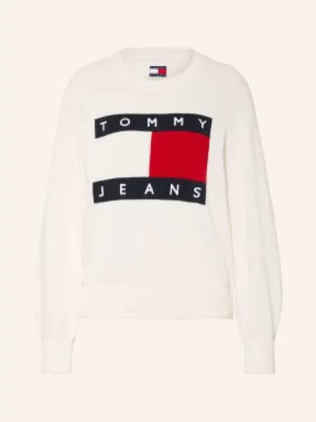 Tommy Jeans Sweter weiss czerwony