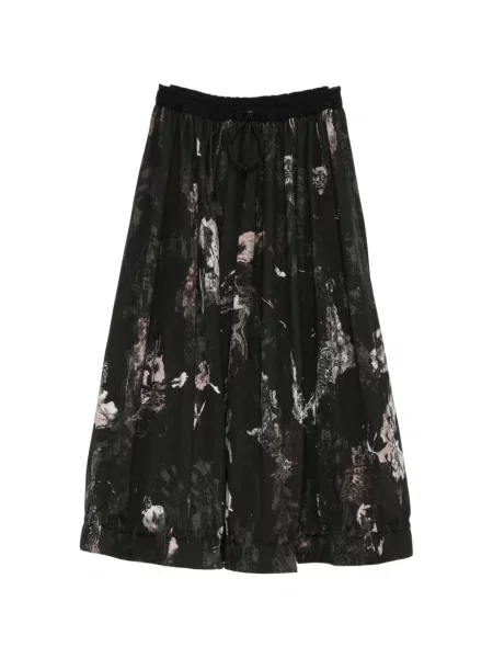 Fustă Yohji Yamamoto cu imagine cu imprimeu abstract cu cordon negru
