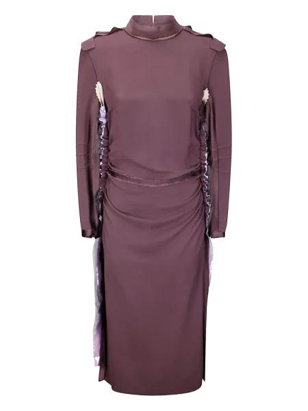 Rochie midi Maison Margiela cu volane până la genunchi de costum violet