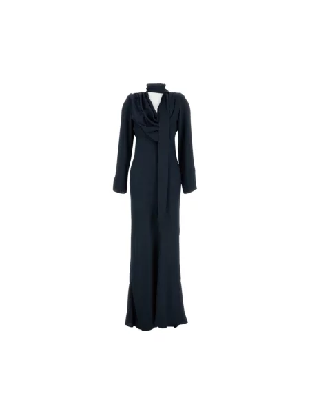 Satynowa sukienka maxi Rotate Birger Christensen niebieska