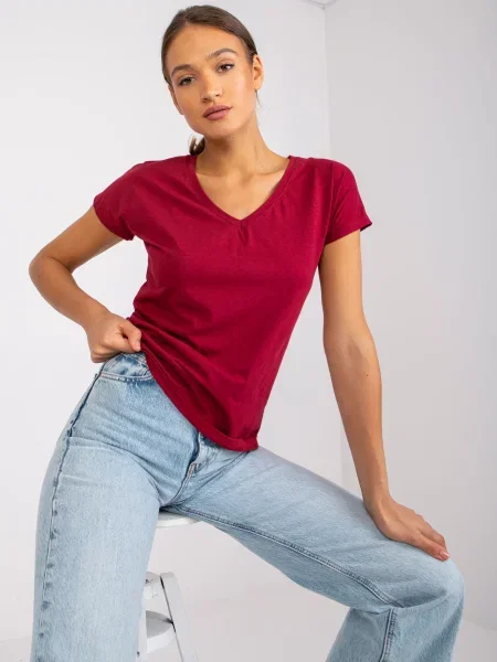Tricou Fashionhunters bordo