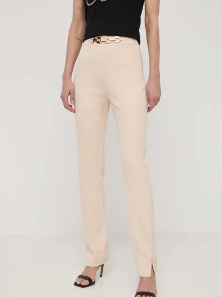 Панталон Marciano Guess NORAH с кройка по тялото висока талия бежово