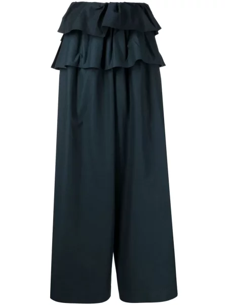 Szerokie spodnie Goen.j z falbankami niebieskie