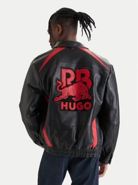 HUGO Bőrkabát Lugor fekete