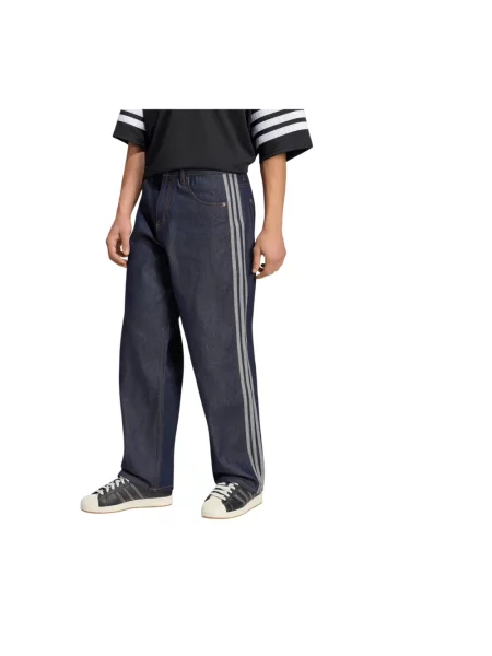 Jeans adidas Firebird Adicolor Denim Jeans Mid-rise Straight Leg Indigo Denim 34 niebieskie