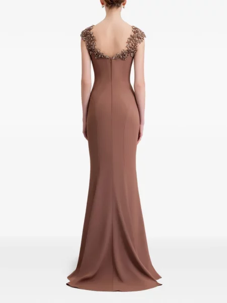 Rochie Gemy Maalouf cu mărgele de costum maro