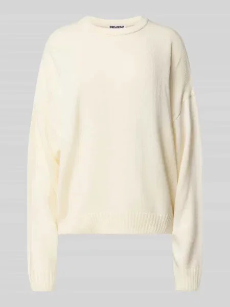 Sweter z dzianiny o kroju oversized z prążkowanymi wykończeniami Review biały