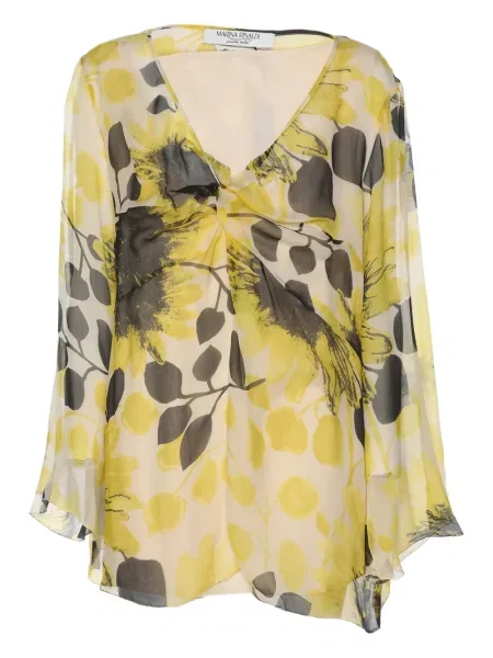 Bluză Marina Rinaldi din șifon cu model floral cu imagine galben