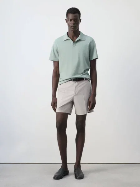 Bermudy slim fit z bawełny i lyocellu lodowy Mężczyzna 44 MANGO MAN szary