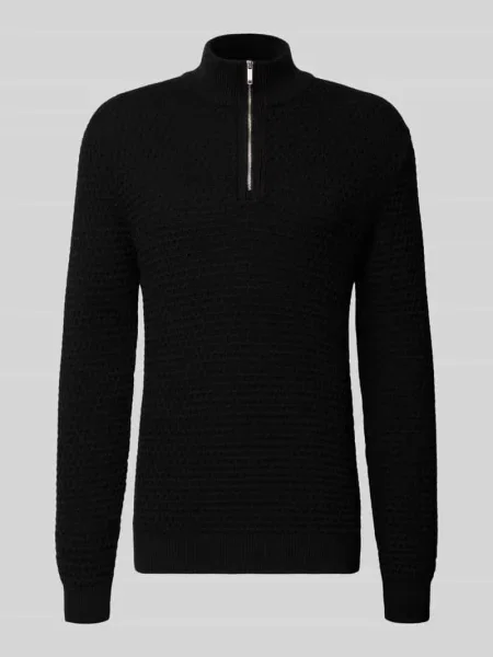 Sweter z dzianiny z prążkowanymi wykończeniami Mcneal czarny