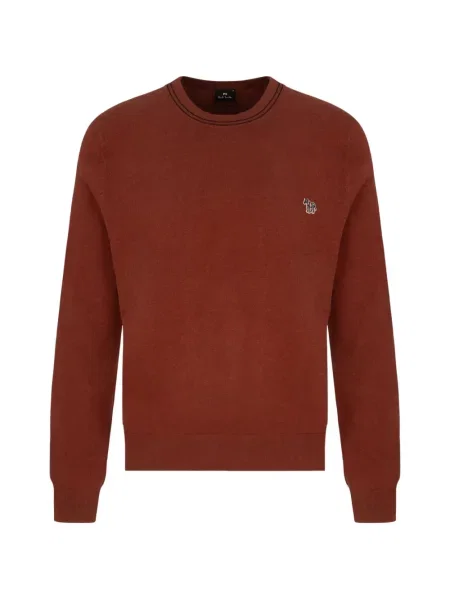 Sweter Paul Smith z okrągłym dekoltem w zebrę czerwony