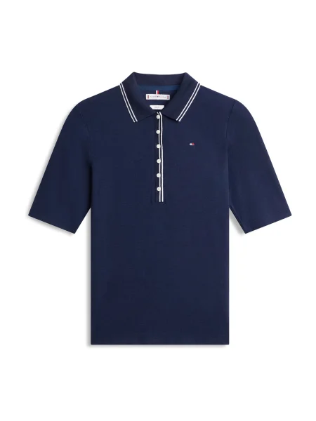TOMMY HILFIGER Tricou albastru închis alb