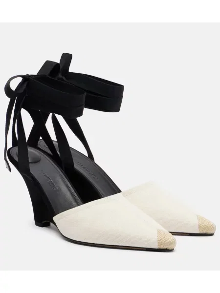 Pantofi cu toc Jacquemus din canvas bej