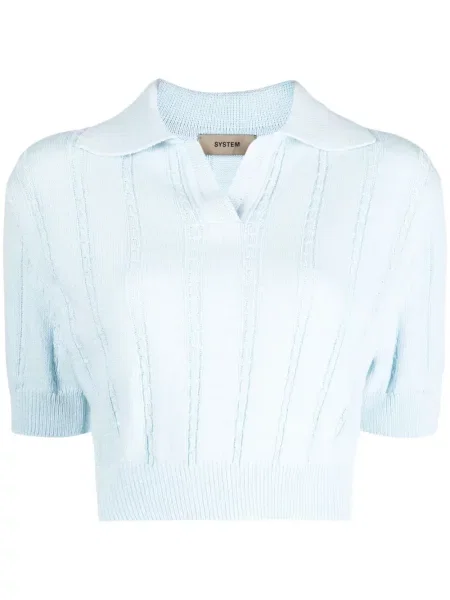 Dzianinowy top System o krotszym kroju niebieski