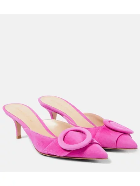 Mules Gianvito Rossi iz semiša roza