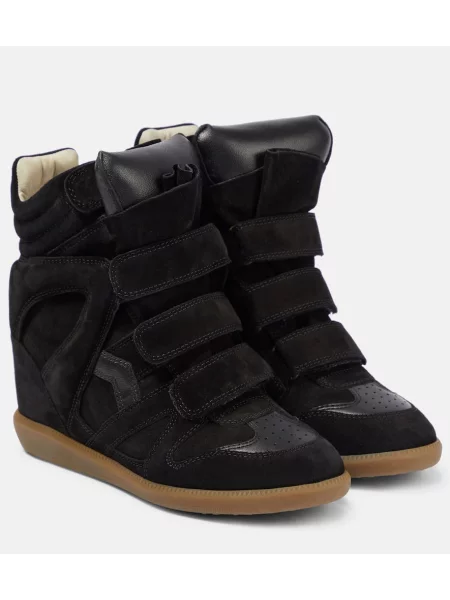 Sneakerși Isabel Marant din piele de căprioară negru