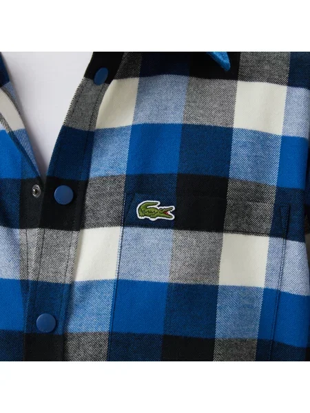 Lacoste Koszula W Kratę Relaxed Fit granatowa