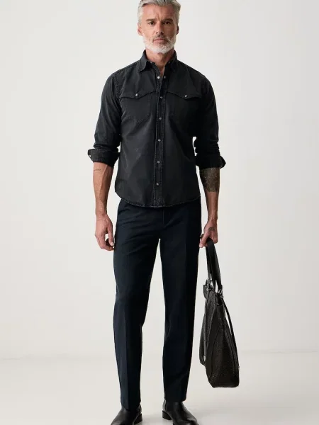 Eton cămașă pentru bărbați din denim negru