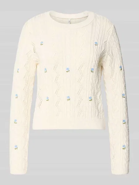 Sweter z dzianiny o kroju regular fit z mieszanki bawełny z recyklingu model ‘RITA LIFE’ Only biały