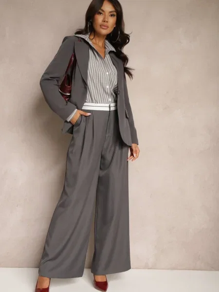 Pantaloni din Palazzo High Waist cu Nellieva gri