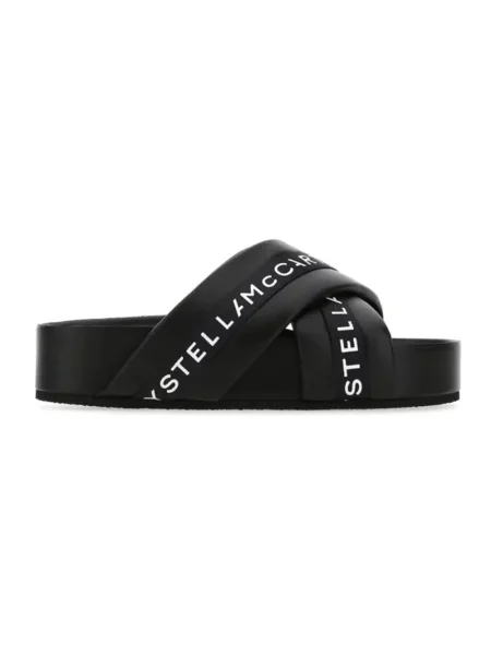 Klapki Stella Mccartney z logo czarne