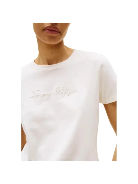 Tommy Hilfiger Tričko Script Écru čierna
