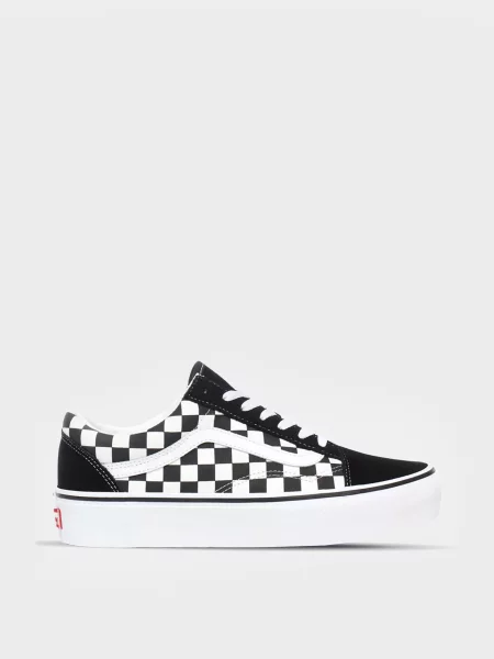 Кеды низкие Vans Checkerboard Old Skool Platform білі