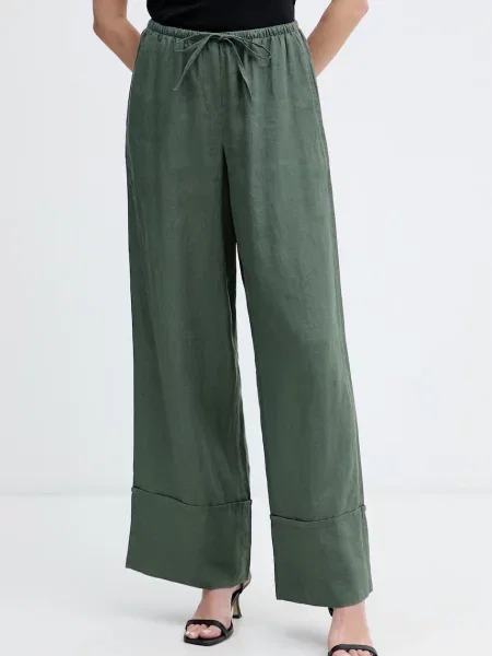 United Colors of Benetton pantaloni pentru femei din in verde