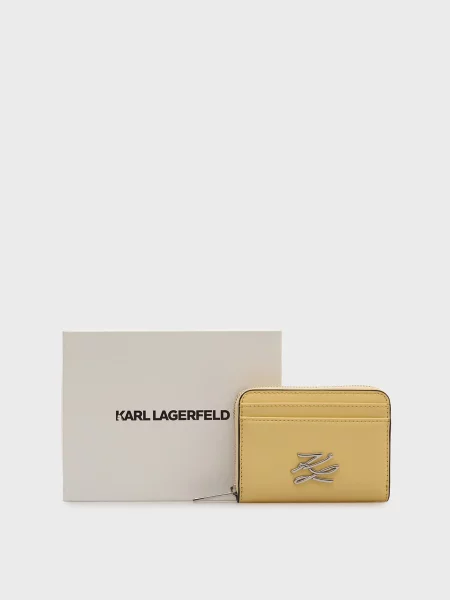 Кожаный кошелек Karl Lagerfeld с автографом желтый