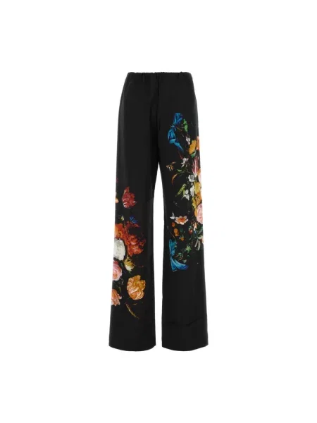 Spodnie Dries Van Noten w kwiatki czarne