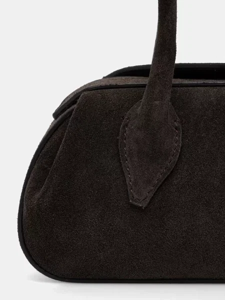 Yuzefi torebka bagietka zamszowa OYSTER SHOULDER MINI brązowa